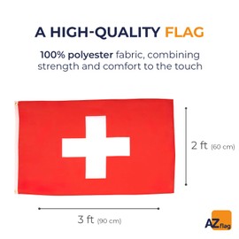 AZ FLAG Switzerland Flag 2' x 3' - Swiss Flags 90 x 60 cm - Banner 2x3 ft Light Polyester