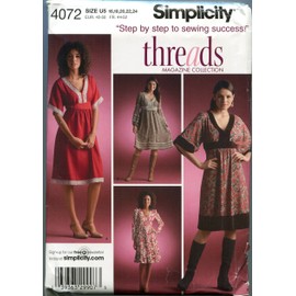 Simplicity Sewing Pattern 4072 Misses' Pullover Dress With Bodice, Skirt and Trim Variations Sizes 16, 18, 20, 22, 24