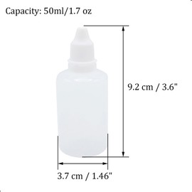 XIWENQUKU 2Pcs 50ml/1.7oz Plastic Dropper Bottles, Empty Squeezable Portable Travel Eye Liquid Dropper Mini Small Refillable Containers with Cap and Plug, White/Red