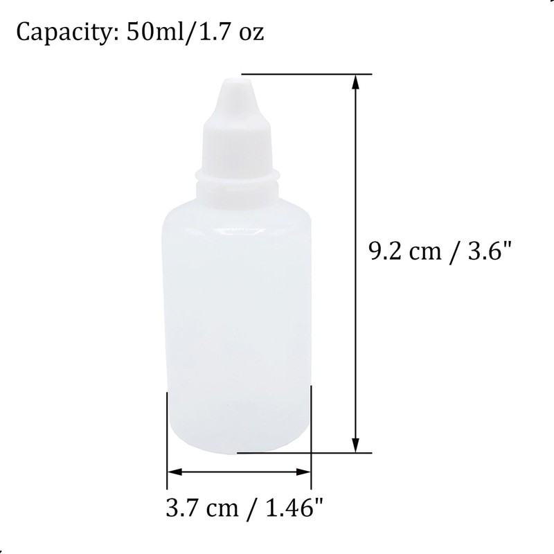 XIWENQUKU 2Pcs 50ml/1.7oz Plastic Dropper Bottles, Empty Squeezable Portable Travel