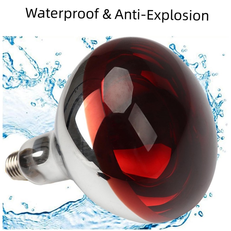 2 Pack 275W Infrared Heat Bulbs Red Heat Lamp Glass