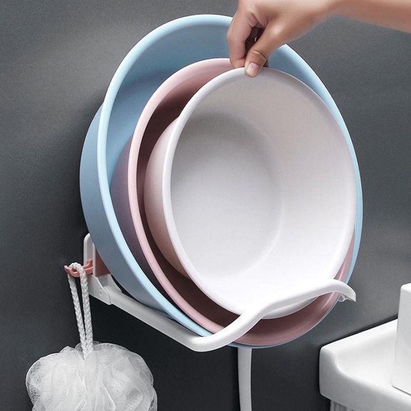3PCS Washbasin Hanger Plastic Punch Free Bathroom Basin Storage Rack