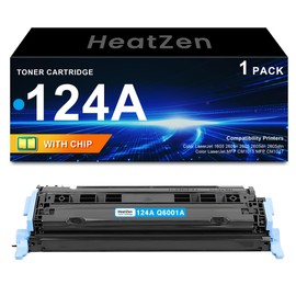 HeatZen 124A Toner Cartridge Replacement for HP 124A Cyan Toner Cartridge for Color LaserJet 1600 2600 2600n 2605 2605dn 2605dtn CM1015 CM1017 MFP Printer Ink, Q6001A