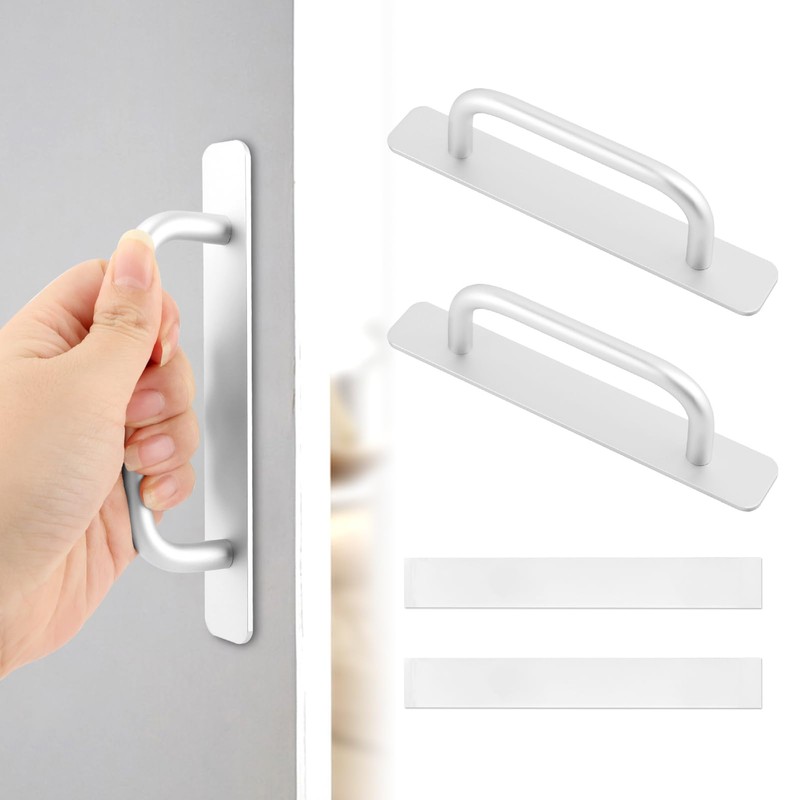 Pilarmuture 2 Pcs Adhesive Handles,Adhesive Cabinet Handles,Self Stick No Drilling