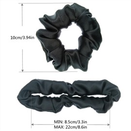 ZHIYE 2 Pcs Silk Hair Scrunchies, 100% Pure Mulberry Silk Hair Ties Elastic Ponytail Holders for Girls and Women, Black+Griege