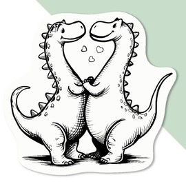 4 x Small 50mm 'Cute Dinosaurs in Love' Permanent Sticker Decals for Cars/Windows/Bins/Walls etc (DW00120740)