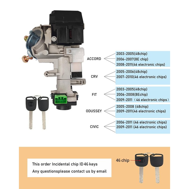 Ignition Switch Lock Cylinder Assembly with 2 Keys Compatible with