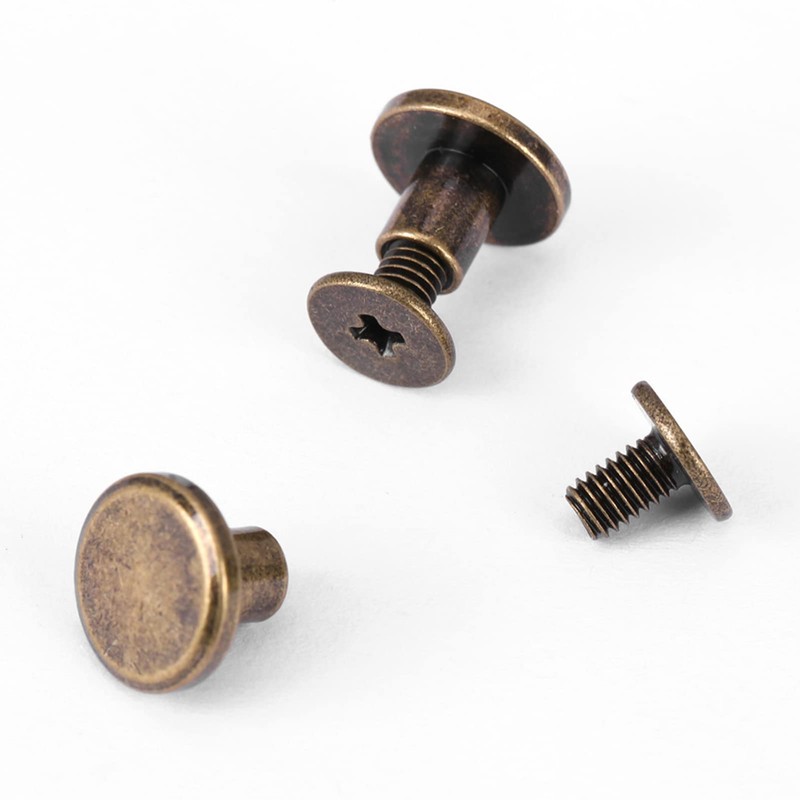 20pcs Leather Craft Rivets, Flat Head Copper Brass Screws Nuts
