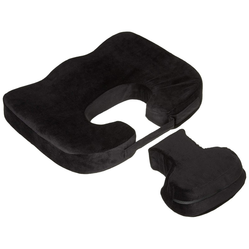 PCP Orthopedic Seat Cushion with Removable Coccyx Pad, Black