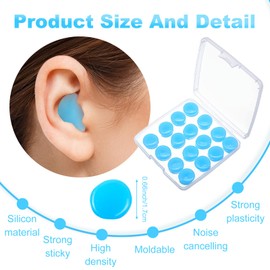 Heclia Moldable Silicone Ear Plugs for Sleeping 8 Pairs Noise Cancelling Earplugs, Reusable Wax Ear Plugs for Comfortable Sleep and Sound Isolation Earplugs for Swimming, Snoring, Travel, Studying