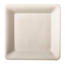 Papstar 82452 Sugar Cane Plates Square 15.5 x 15.5 cm White