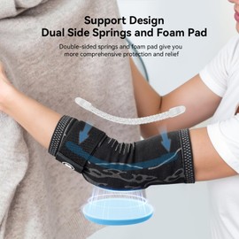 Elbow Compression Sleeve for Tendonitis , Bursitis Elbow Pad Brace – Adjustable Elbow Brace with Side Springs & Foam Padding for Olecranon Joint Pain, Arthritis, Bursa Protection, Men & Women(Black, X-Large)