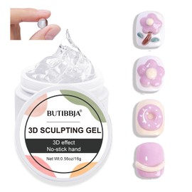 BUTIBBJA Solid Builder Gel For Nails, Clear, Nail Art for 3D Sculpting Gel Sock Off UV LED with Silicone Mold Salon DIY at Home,16g/0.56oz