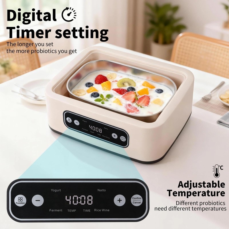 Yogurt Maker with Timer and Temperature Control