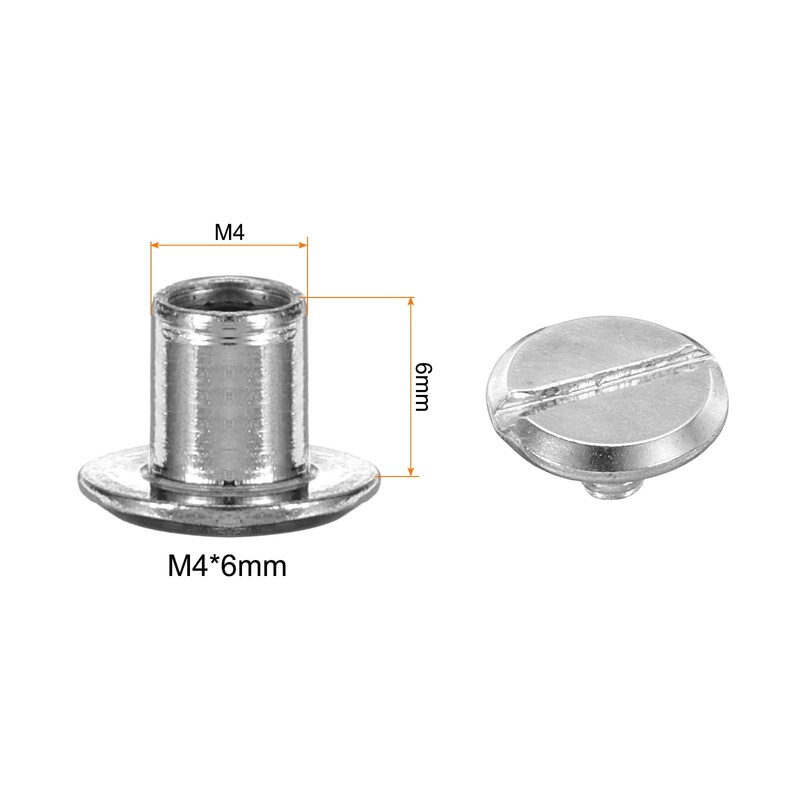 sourcing map 30set M4 x 6mm Chicago Screw Metal Slotted
