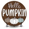 Fall Desk Decor, 8 Inch Hello Pumpkin Autumn Table Centerpieces,