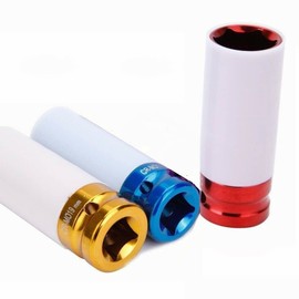 NAIZY 3-Piece Impact Wrench, Alloy Wheel Socket Set - 1/2 Inch Nut Socket Set - 17 mm/19 mm/21 mm Nuts Protective Inserts