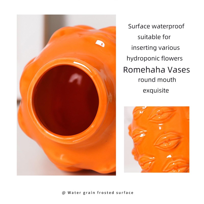 Romehaha Ceramic Body Vase, Lips Vase Table Decor Modern Farmhouse