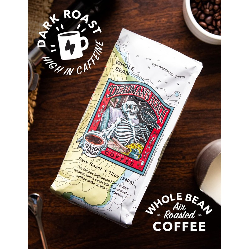 Raven's Brew Coffee High Caffeine Coffee Dark Roast Whole Bean