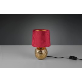 Reality Leuchten Sophia R50821010 Table Lamp Ceramic Gold-Coloured Velvet Shade Red/Gold Excl. 1x E14 16 cm