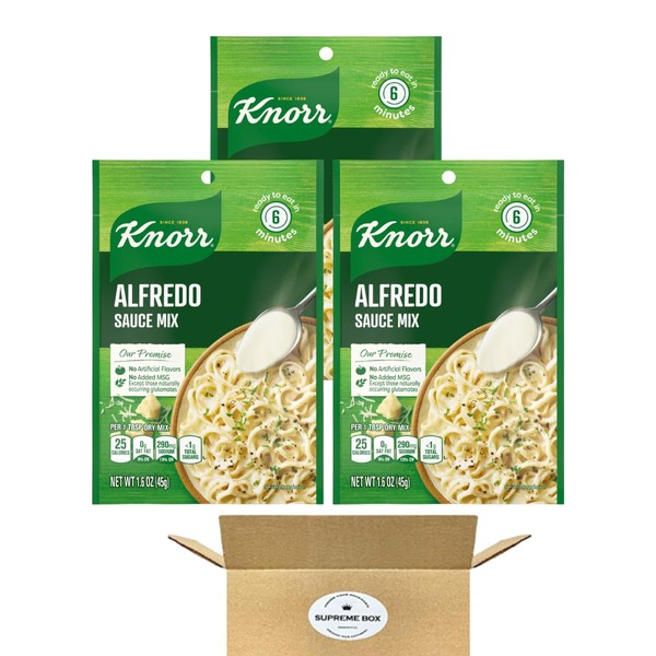 Knorr Sauce Mix Creamy Pasta Sauce For Simple Meals and Sides Alfredo Sauce No Artificial Flavors, No Added MSG 1.6 oz - Pack of 3 (4.8 oz in total)