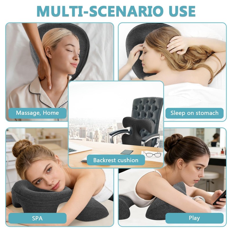 Hdenmist Face Down Massage Pillow for Sleeping, Non-Slip Bottom