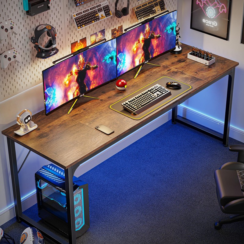 Huuger Computer Desk, 70 Inch Office Desk, Gaming Desk with