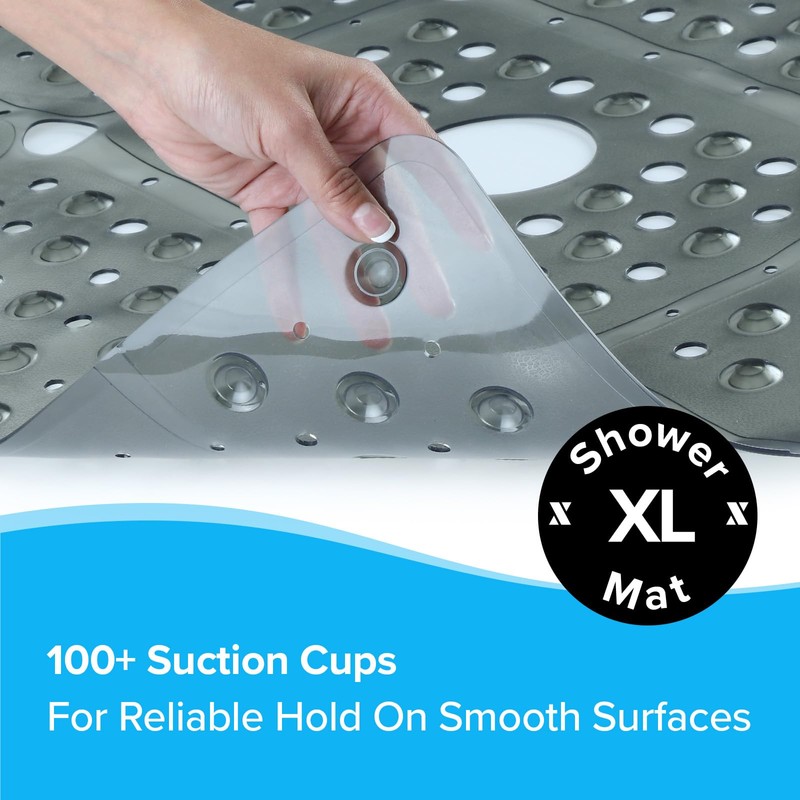 SlipX Solutions 27" Oversize Square Shower Mat, Non-Slip Mat for