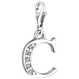 Nenalina Letter C Carabiner Charm Pendant for Charm Bracelet 925 Sterling Silver 712703-019, Sterling Silver, No Gemstone