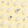 24 Pcs Almond Press on Nails Medium French Tip Fake