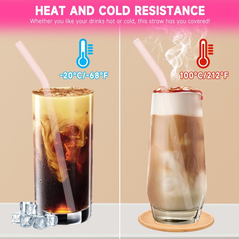 Reusable Glass Straws Shatter Resistant 8” x 8mm, 10 Pcs