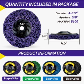 12 Pack, 4.5" x 5/8"-11 Strip Disc, Grinding Disc for Angle Grinder, Industrial Abrasive Wheel for Clean and Remove Paint Coating Rust Welds Oxidation