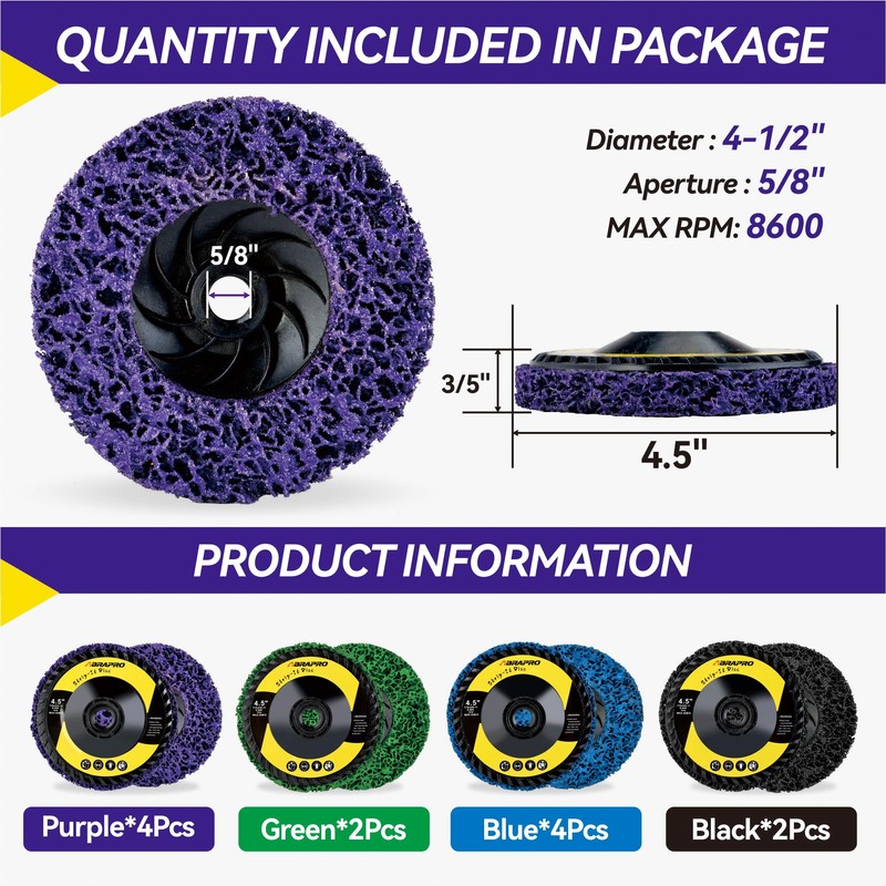 12 Pack, 4.5" x 5/8"-11 Strip Disc, Grinding Disc for