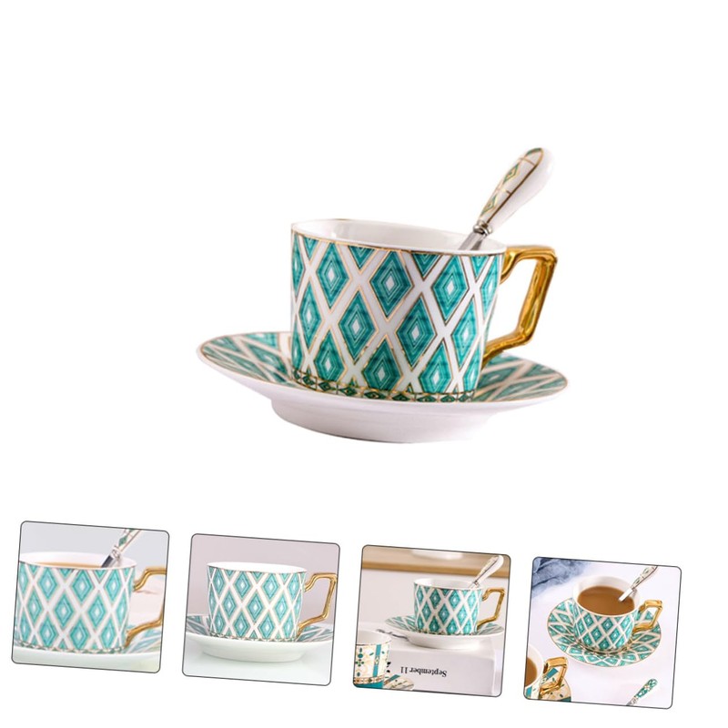 BIUDECO Piece Ceramic Tea Set Gold Trim Pattern Sturdy and