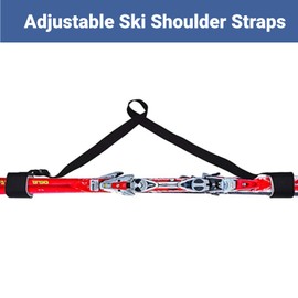Ski Board Snowboard Back Shoulder Carry Strap Set, 2Pcs Ski and Pole Carrier Straps, Adjustable Ski Back Shoulder Straps Ski Bag Accessories with Handle Fixing Belt 43.3x1.4 inch