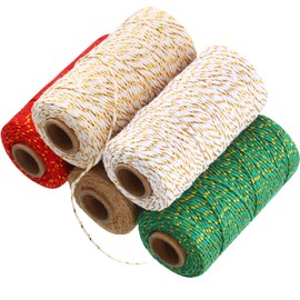 Bememo 1640 Feet Christmas Baker's Twine Cotton Packing Rope Cotton Cord 5 Pieces for Christmas Holiday Gift Wrapping Arts Crafts DIY Craft Decoration and Gardening (Color B)