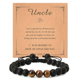 YangQian Birthday Gifts for Uncle Bracelet Gifts for Uncle Xmas Gifts from Niece Nephew Uncles Stocking Stuffers for Men Adjustable Natural Stone Bracelet for Uncles