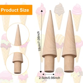 Pack of 2 Waffle Cone Rollers, Wooden Ice Cream Cone Maker, Waffle Shaper, Wooden Cone, Waffle Horn Wooden Pizza Roller, Shape Cone Shaper, Cone, Waffle Squirrel for Making DIY Waffles and Ice Cream