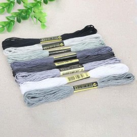 8Pcs 7.5m Cotton Stitch Embroidery Thread Floss DIY Friendship Bracelets Floss Craft Sewing Skeins Grey Fashion Embroidery Floss for Arts, Crafts and Sewing, Embroidery Floss