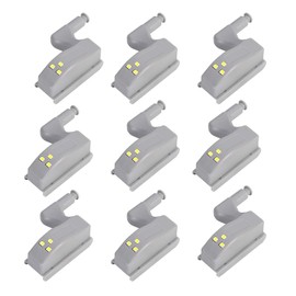 CaoXiong 9 Pcs Cabinet Cupboard Hinge LED Light Universal Sensor Light for Modern Kitchen Home Cabinet Cupboard Closet Lamp-Warm White with Battery