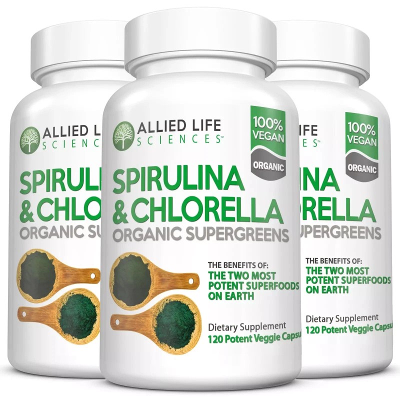 Allied Life Spirulina and Chlorella | Organic Chlorophyll Vegan Protein