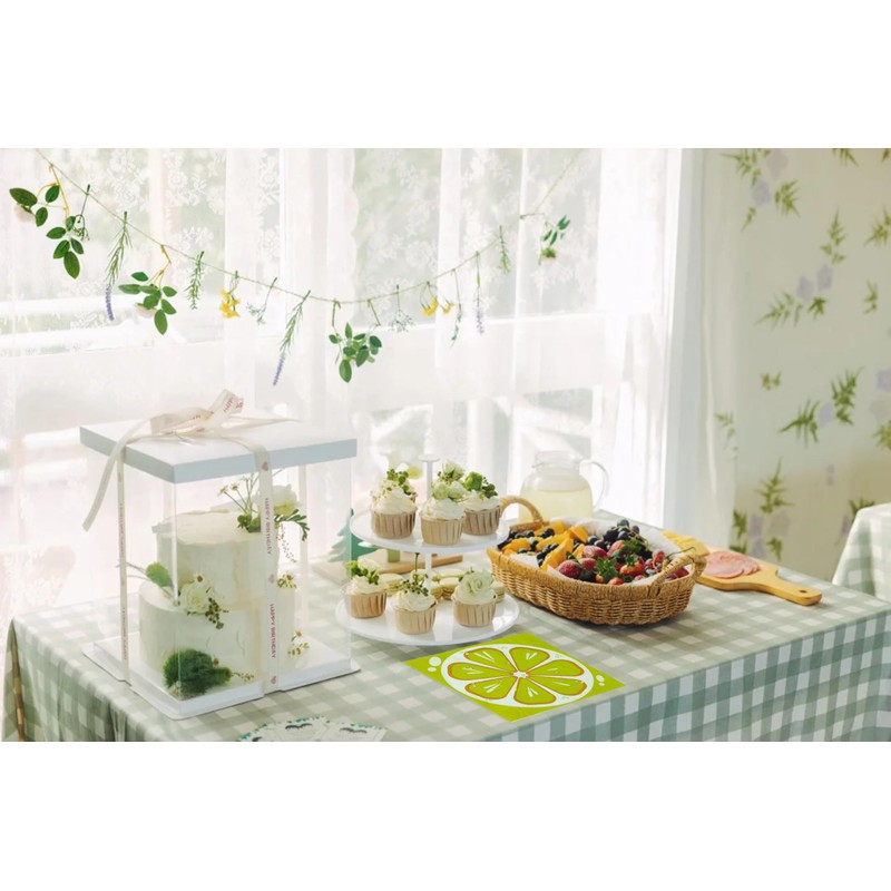 32Pcs Lemon Disposable Paper Dessert Napkins, 6.5in