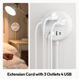 2 Pack Travel Power Strip, NTONPOWER Flat Plug Power Strip with USB, 3 Outlet 4 USB Desktop Charging Station with 5ft Power Cord Wall Mount for Cruise, Travel, Hotel, Nightstand and Office, White