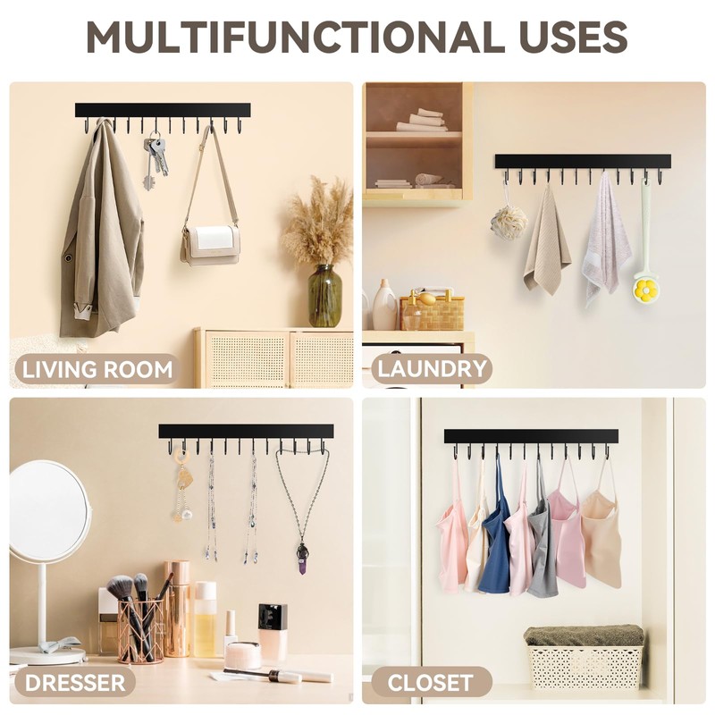 HOMEBROS Belt Hanger Wall Mount, Wooden Closet Belt Organizer with