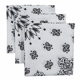 American Heritage Cotton Bandanas - Made in USA - Sold by Vets - Pack of 3 (White)