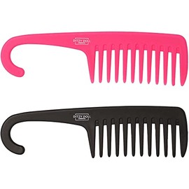 DITZY DOLL WIDE TOOTH SHOWER COMB 2 PACK - Wide Toothed Detangling Long Wet Curly Hair Combs Curl Perm