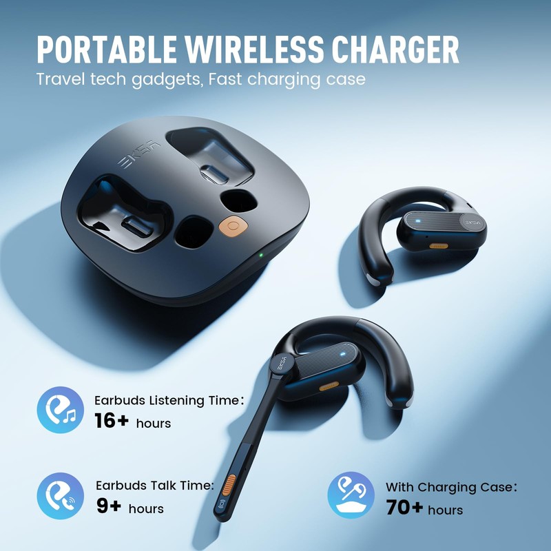 EKSA S30 Open-Ear Headphones Wireless, Bluetooth 5.3 Earphones, 70H Playtime,