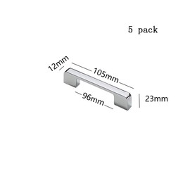 5 PCS Cabinet Handles Furniture Drawer Wardrobe Door Kitchen Cupboard Pull Zinc Alloy Polished Chrome T Bar Handles Pulls Hole Center 96mm