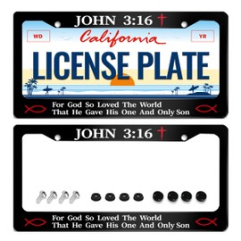 2Pcs John 3:16 Christian Religious License Plate Frame for God So Loved The World for Car Decorative Parts License Plate for Standard Us Canada License Plate Holder 12x6 Inch
