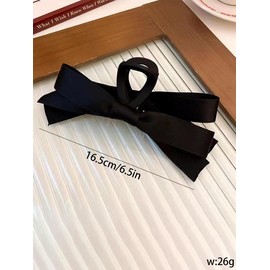 Women's Elegant Coquette Bow Decor Hair Claw Clip for Gift, 2024 New Stylish Casual Simple Plain Polyester Clean Girl Outfit Hair Accessories for Daily Use, Cute Lovely Hairwear for Daily Used